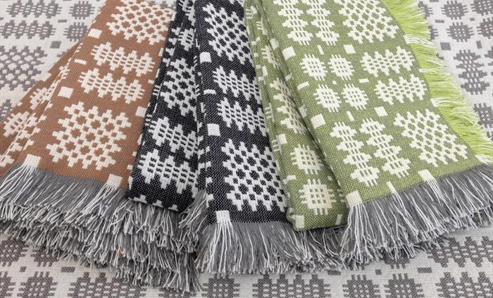 Pure wool throws in traditional Welsh tapestry woven at Trefriw Woollen Mills